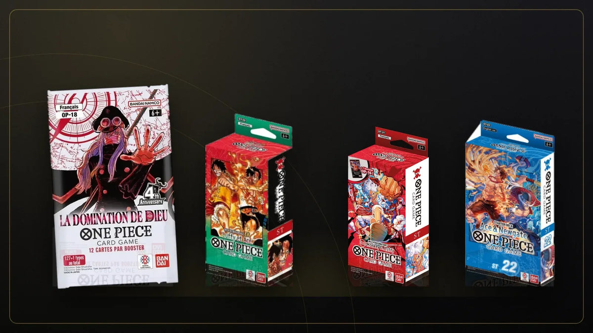 Booster One Piece OP-18, decks de démarrage ST-30 et ST-22 et Deck pour débutant en version française