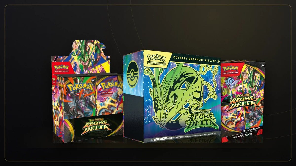 Display 36 boosters, Coffret Dresseur d’élite et lot de 6 boosters Pokémon Méga-Évolution Règne Delta (ME06) en version française