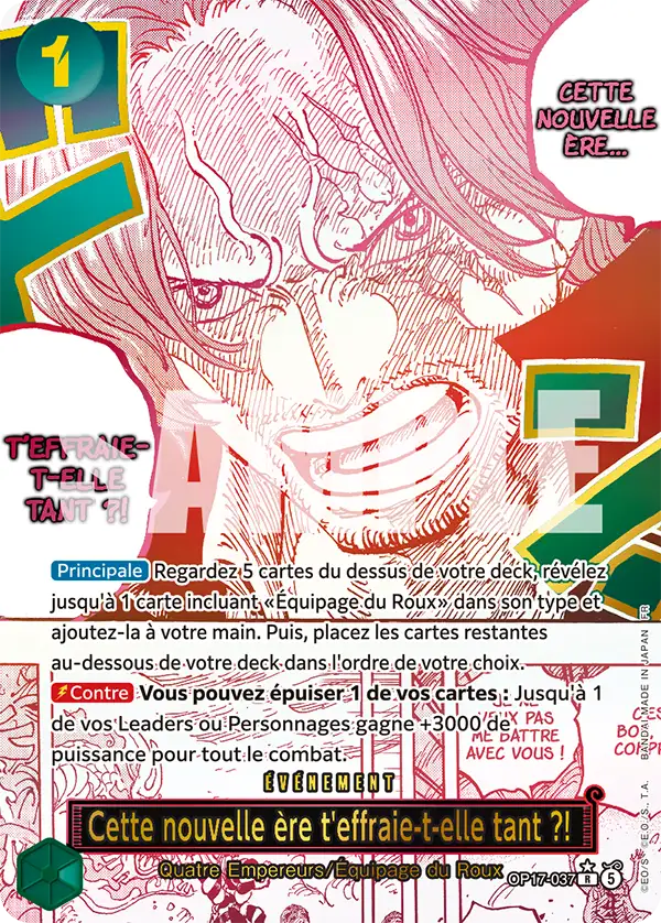 Are You That Afraid of the New Era?! (Alternate Art) (Cette nouvelle ère t'effraie-t-elle tant ?! (Alternate Art)) · The World's Strongest Warriors OP17-037 · FR
