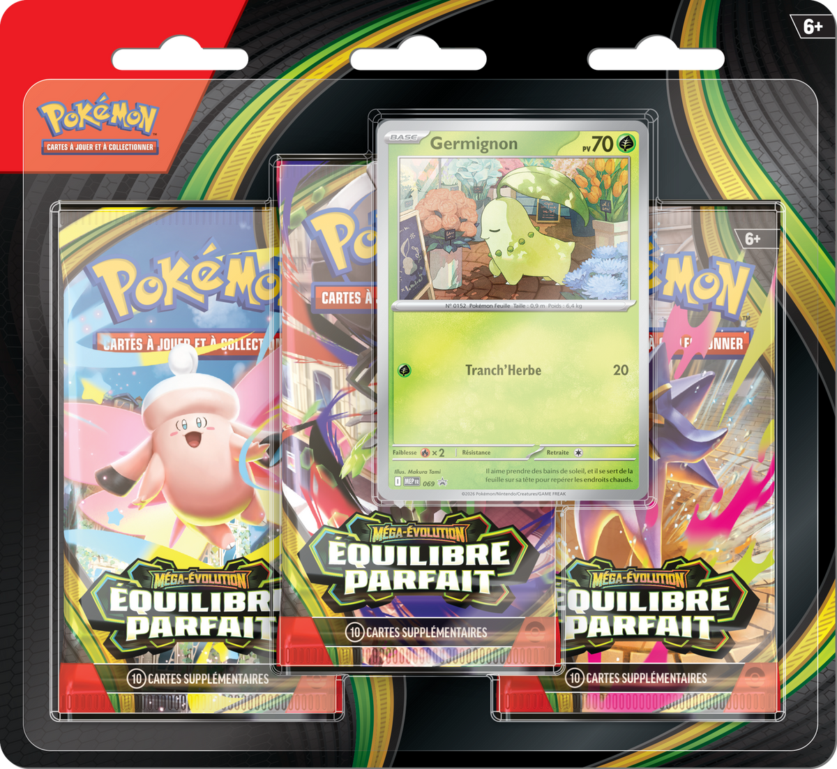 Blister 3 boosters Pokémon Méga-Évolution Équilibre Parfait (ME03) avec carte promo – version française