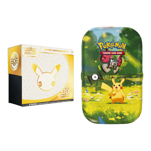 Coffret et pokébox Pokémon 30e anniversaire avec Pikachu