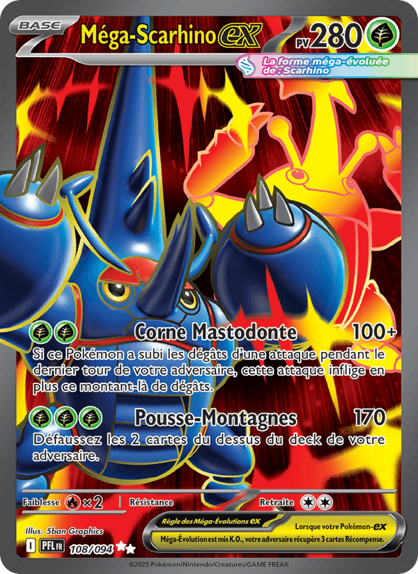 Carte Pokémon Méga-Scarhino-ex (Mega Heracross ex) PFL 108/94 – version française