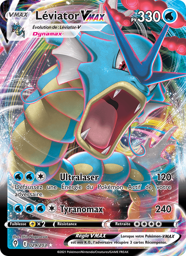 Carte Pokémon Léviator VMAX (Gyarados VMAX) EVC 29/203 – version française
