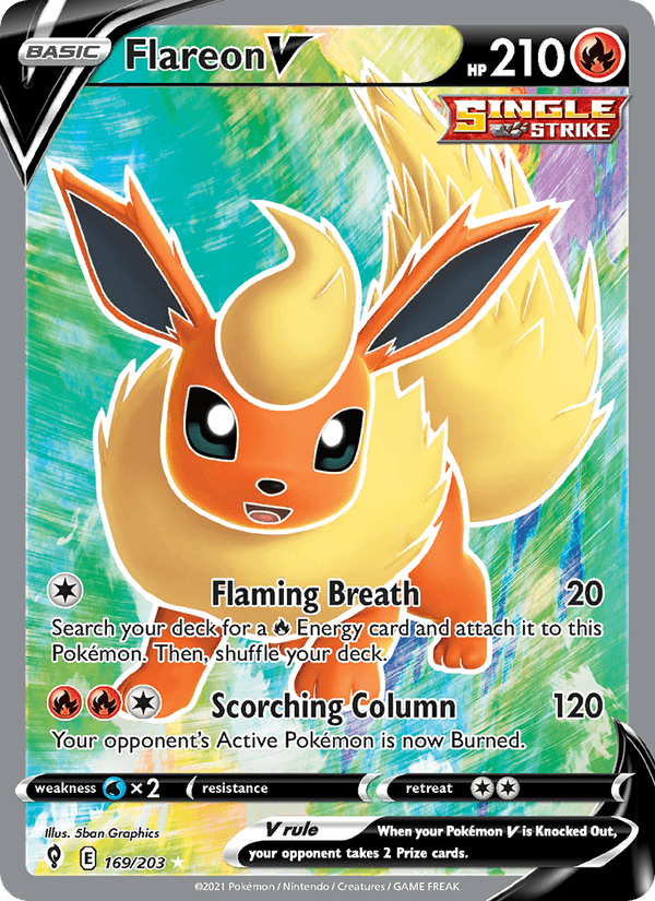 Carte Pokémon Pyroli V (Flareon V) EVS 169/203 – version anglaise