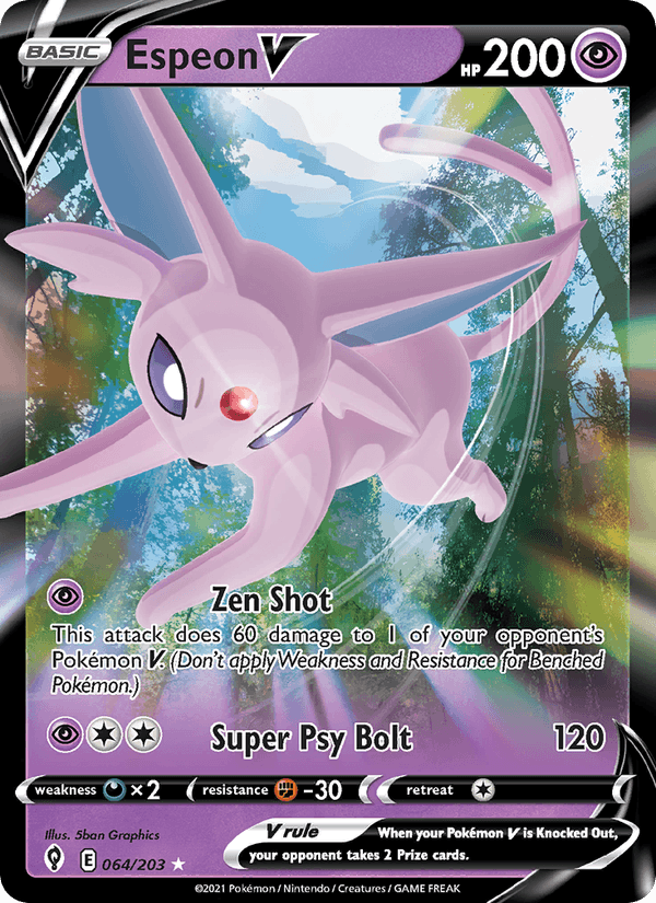 Carte Pokémon Mentali V (Espeon V) EVS 64/203 – version anglaise