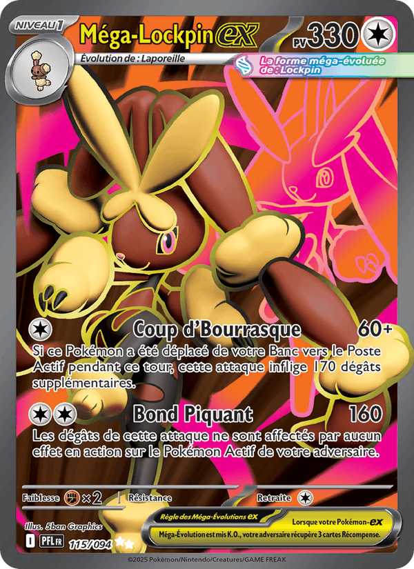 Carte Pokémon Méga-Lockpin-ex (Mega Lopunny ex) PFL 115/94 – version française