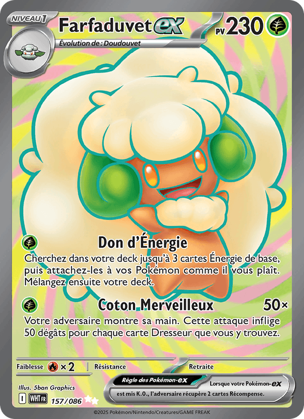 Carte Pokémon Farfaduvet-ex (Whimsicott ex) WHT 157/86 – version française