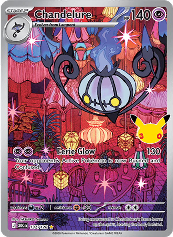 Carte Pokémon Lugulabre (Chandelure) 30C 137/128 – version anglaise
