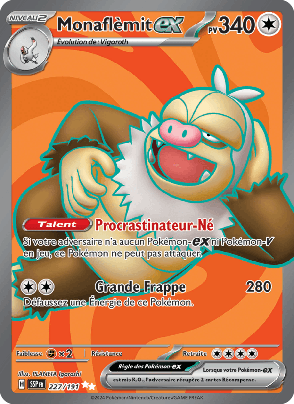 Carte Pokémon Monaflèmit-ex (Slaking ex) ETD 227/191 – version française
