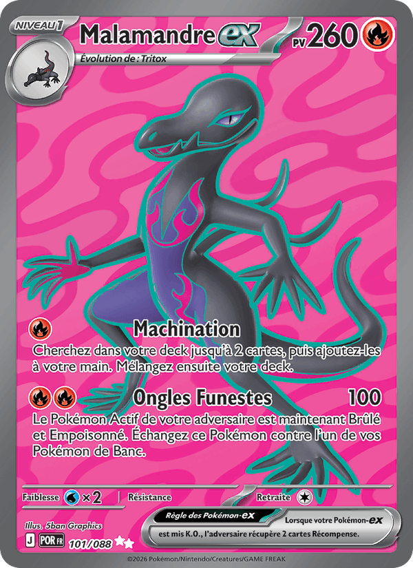Carte Pokémon Malamandre-ex (Salazzle ex) ORP 101/88 – version française