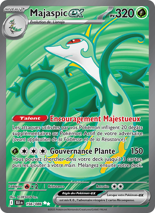 Carte Pokémon Majaspic-ex (Serperior ex) BLK 156/86 – version française