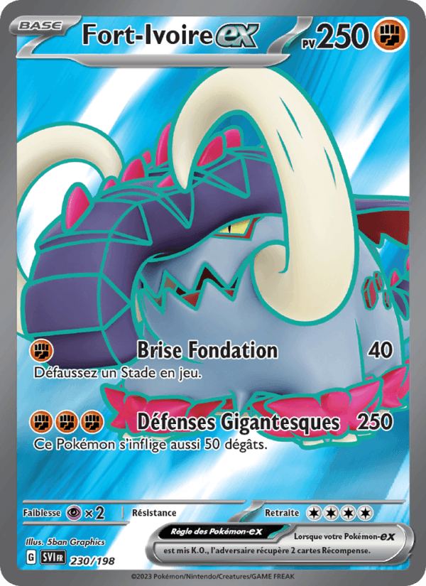 Carte Pokémon Fort-Ivoire-ex (Great Tusk ex) E&V 230/198 – version française