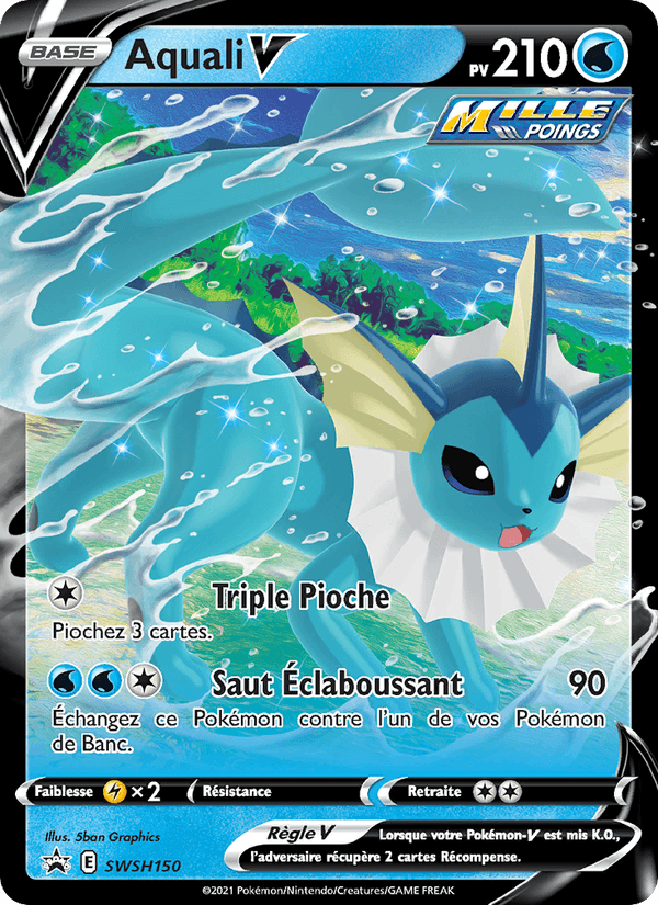 Carte Pokémon Aquali V (Vaporeon V) SWSH150/307 – version française